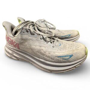 HOKA Clifton 9 Running Shoes Gull / Sea Ice Women’s 9.5 Clean Upper Cushioned